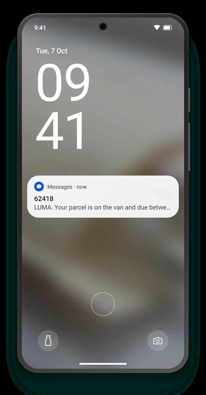 The same text as a notification on an Android lock screen