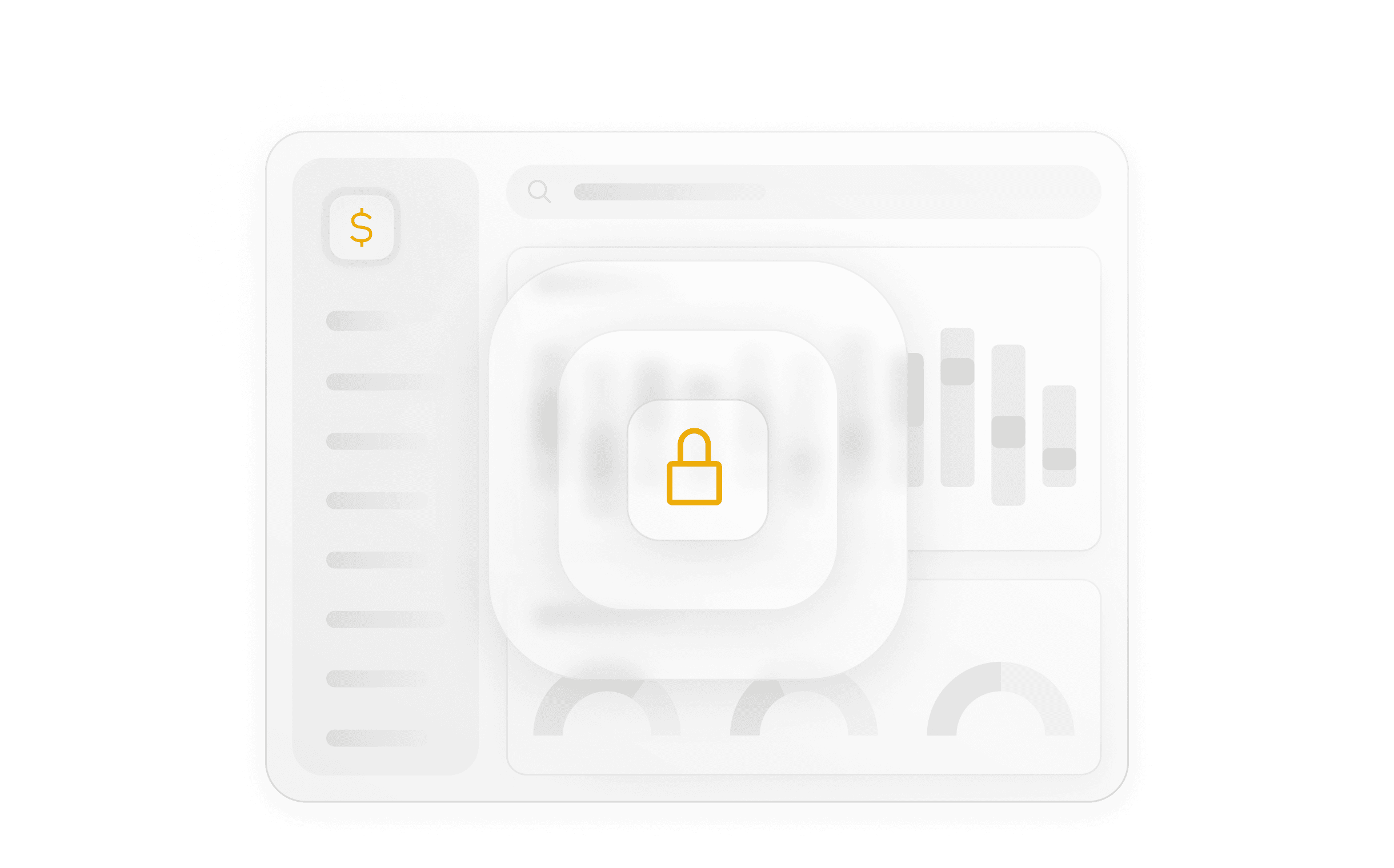 An abstract render of a secured dashboard in Planhat.