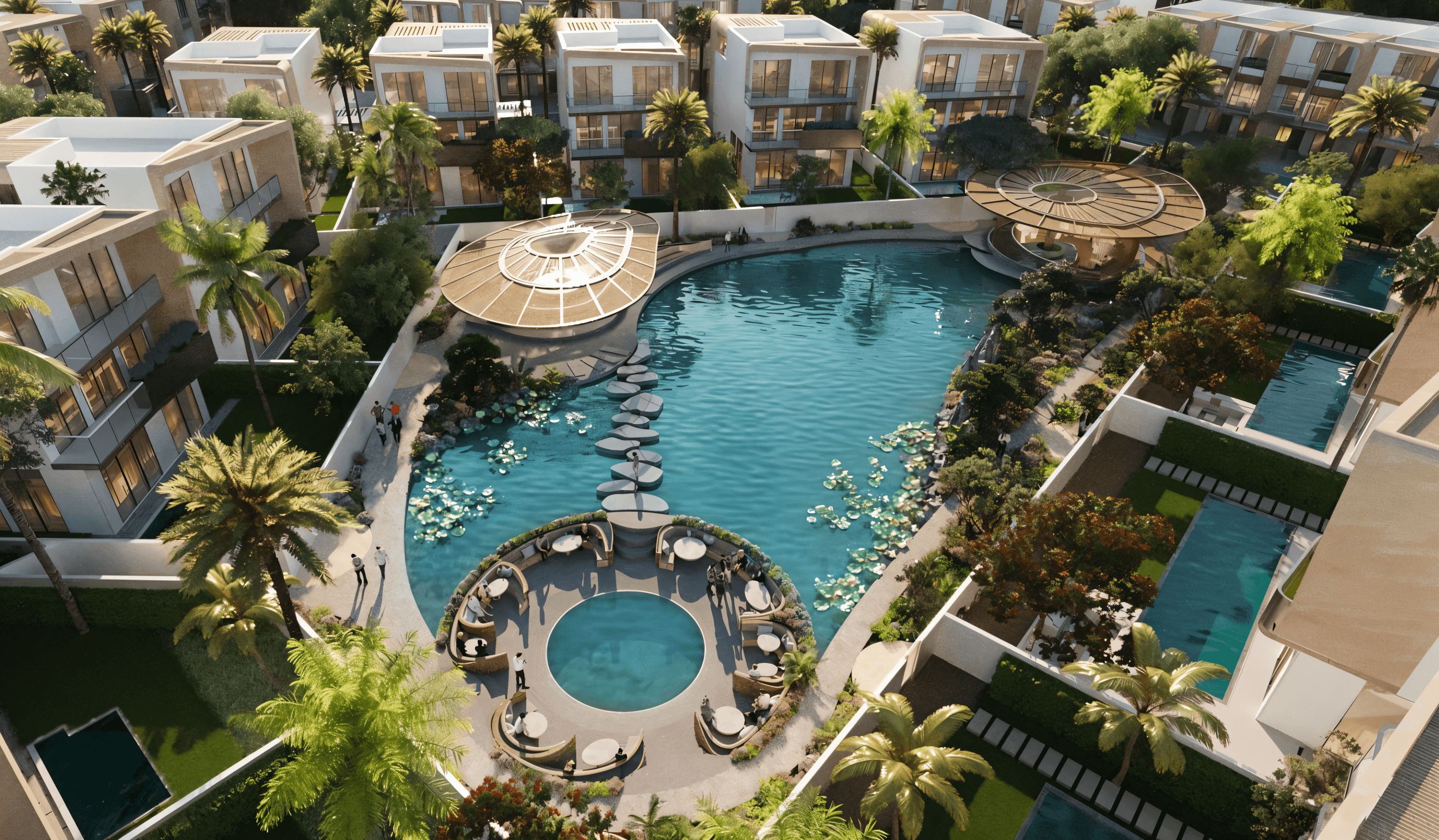 Modern villa development in Dubai named Leos Royal, emphasizing upscale residential design.