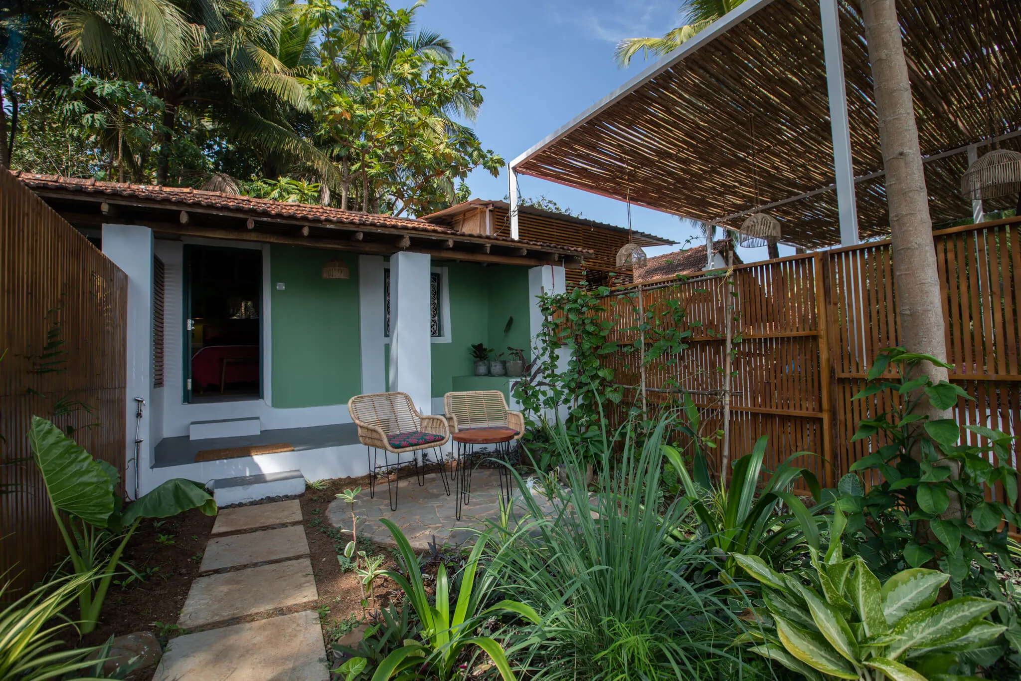 Private garden outside a hut at Casa Jaali