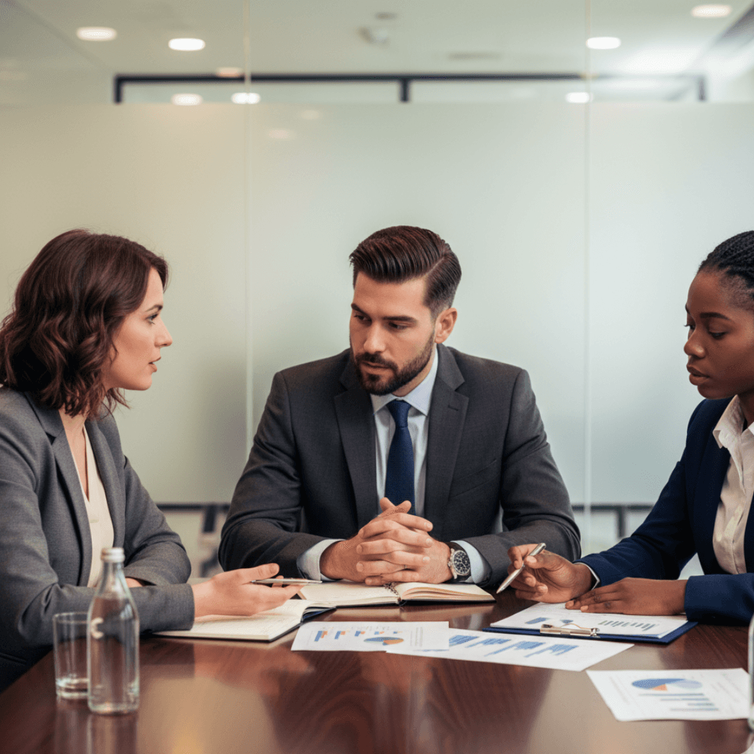 Réunion de business developpement entre dirigeants discutant de nouvelles opportunités commerciales