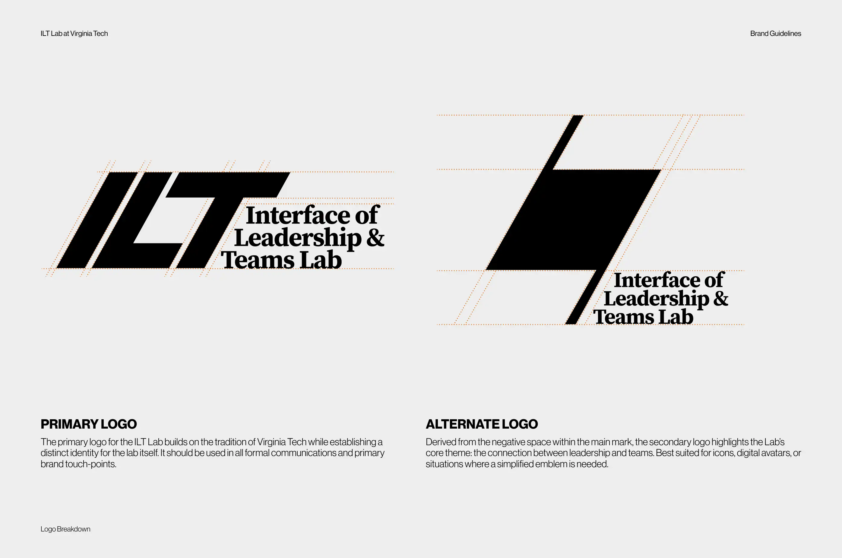 ILT Lab — Logo design process breakdown slide — Step 2