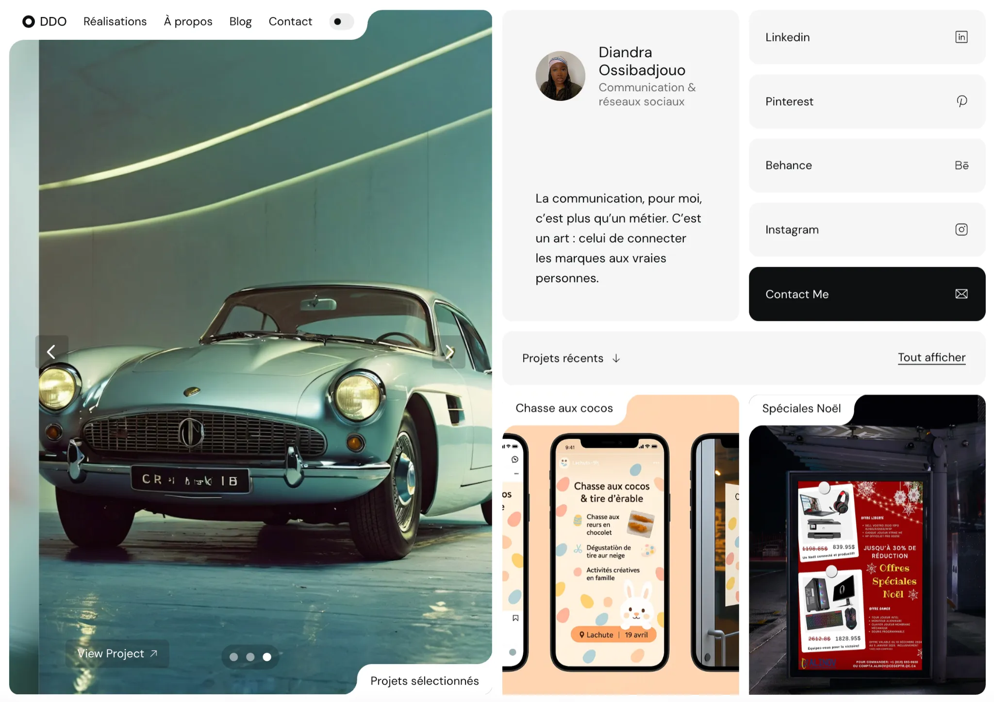 Early B503 Studio project highlighting unique web design approach.