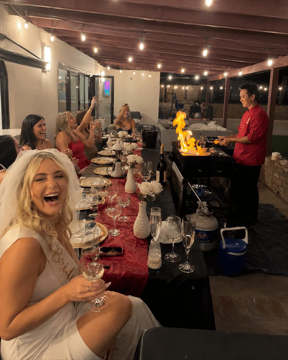 Bachelorette Hibachi Party in a Backyard airbnb