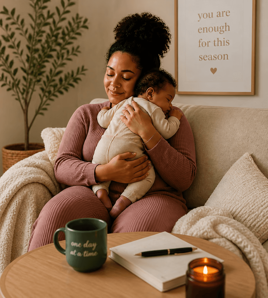 Mom holding baby