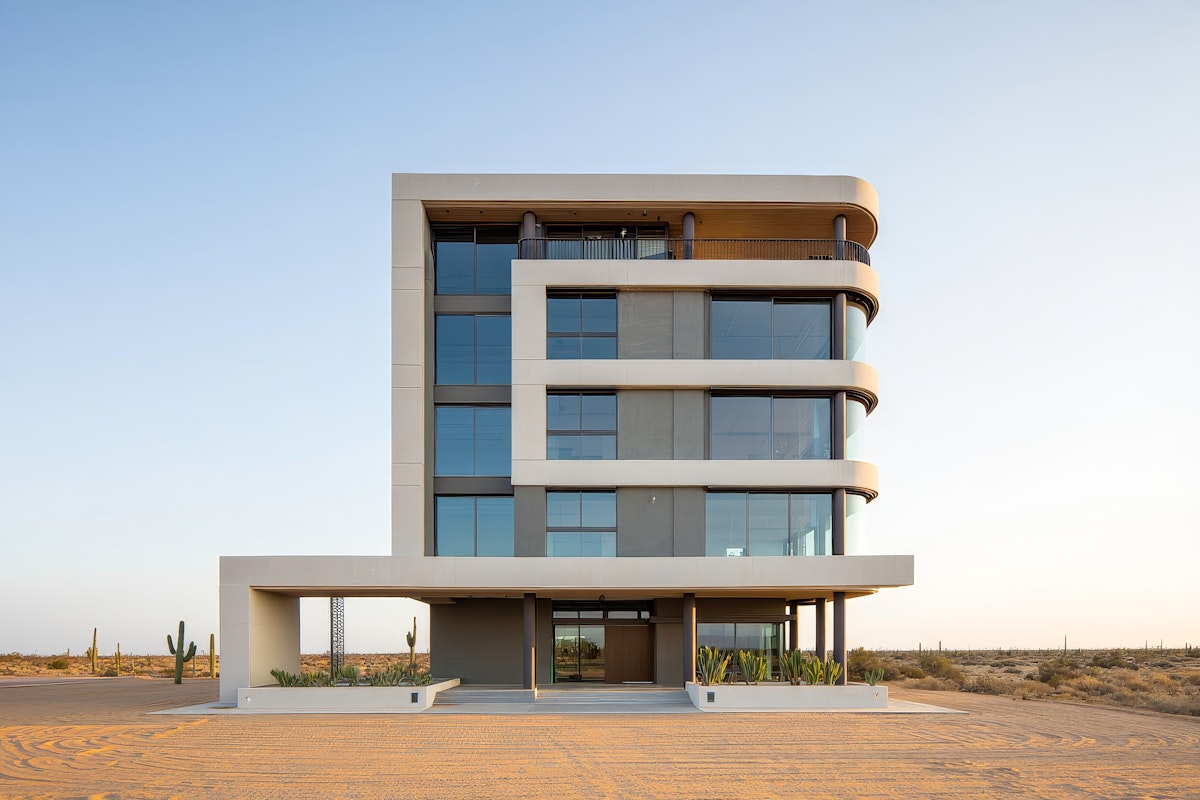 A modern, white, two-story house with a black garage door, porch, and well-maintained lawn.