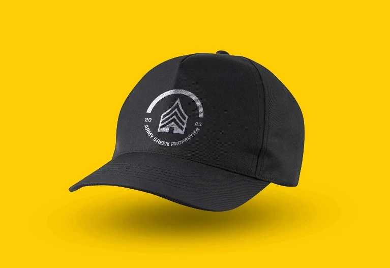 Black baseball cap with Army Green Properties logo