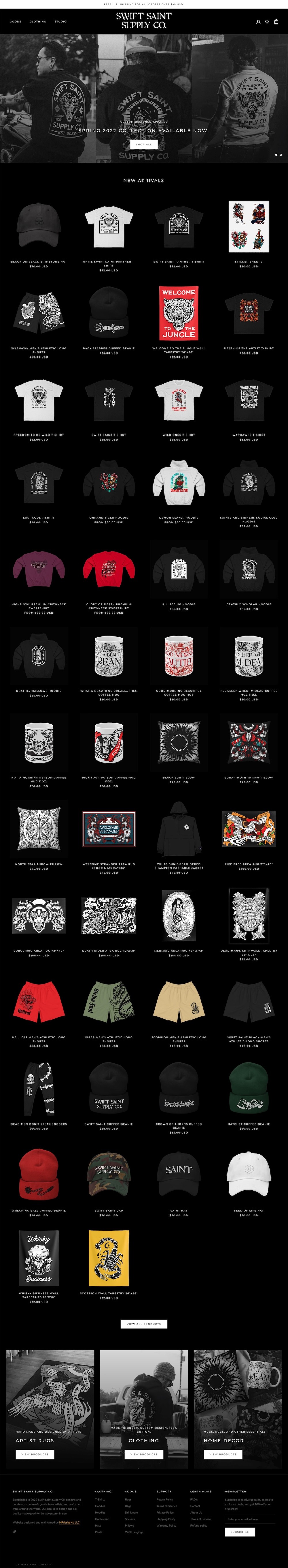 Swift Saint Website Home Page