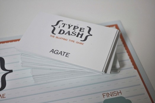 A photo of the board game Type Dash where you learn about typography and letters.