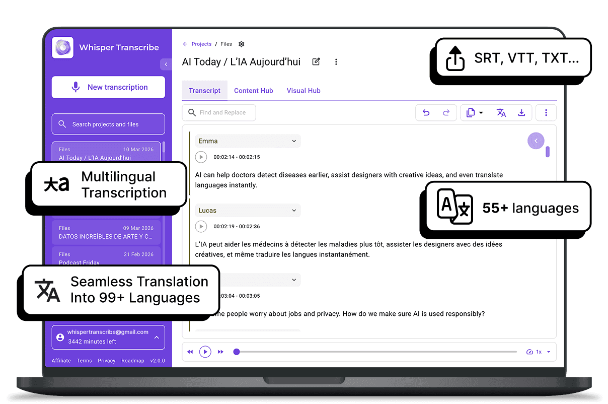Transcribing podcasts or YouTube videos