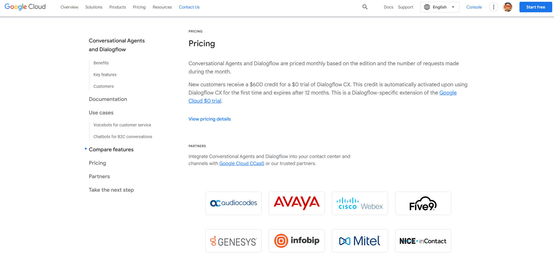 Dialogflow pricing plan