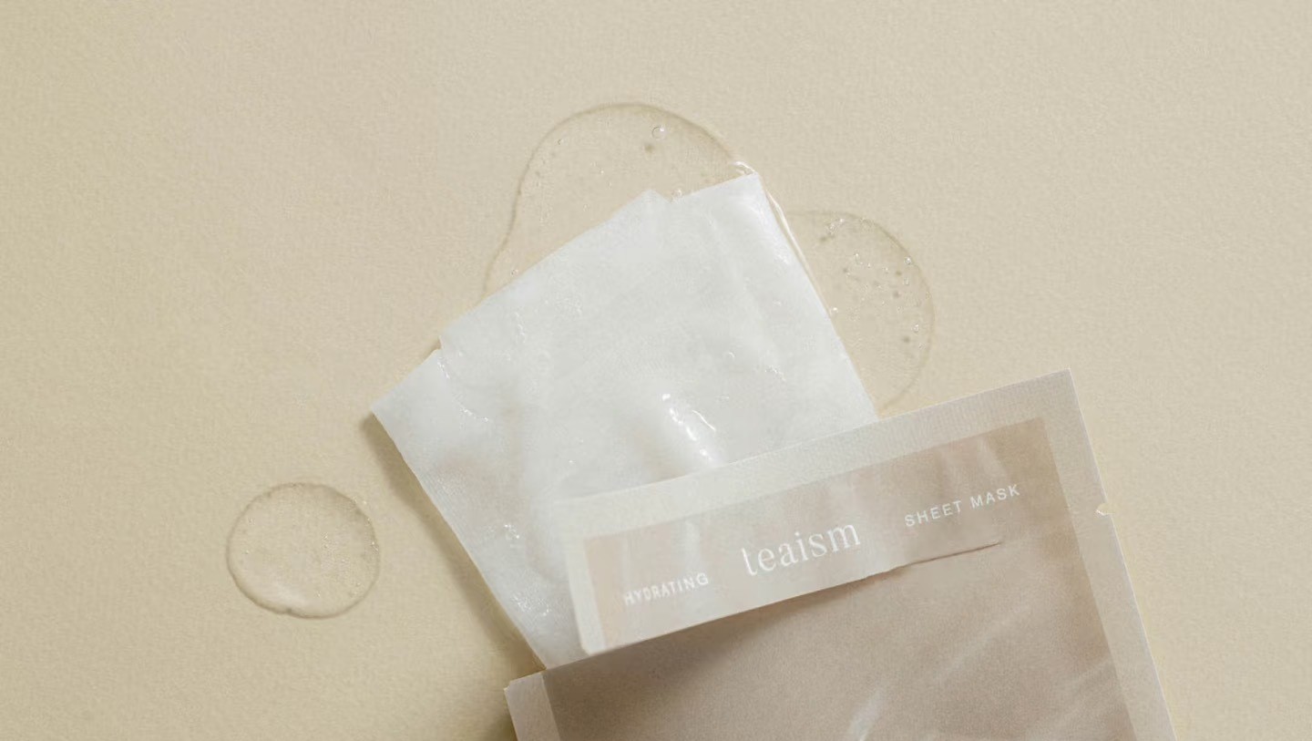 Sheet mask packaging with soft lighting photography by Lefty Studio