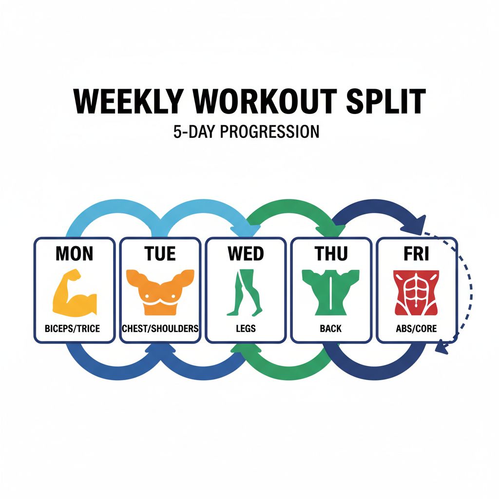 5 day workout split schedule breakdown by muscle groups
