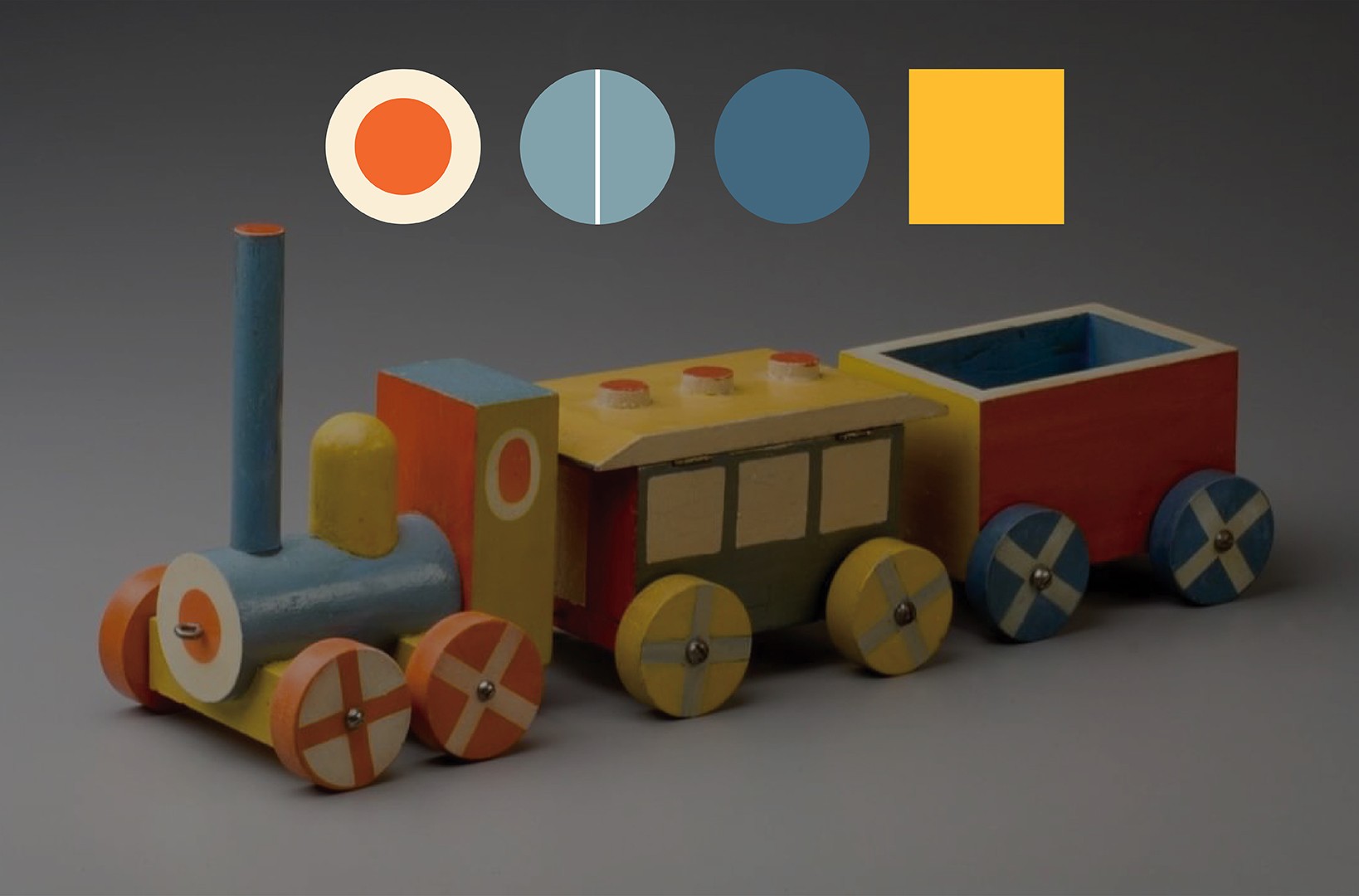 wooden toy train designed by Ladislav Sutnar