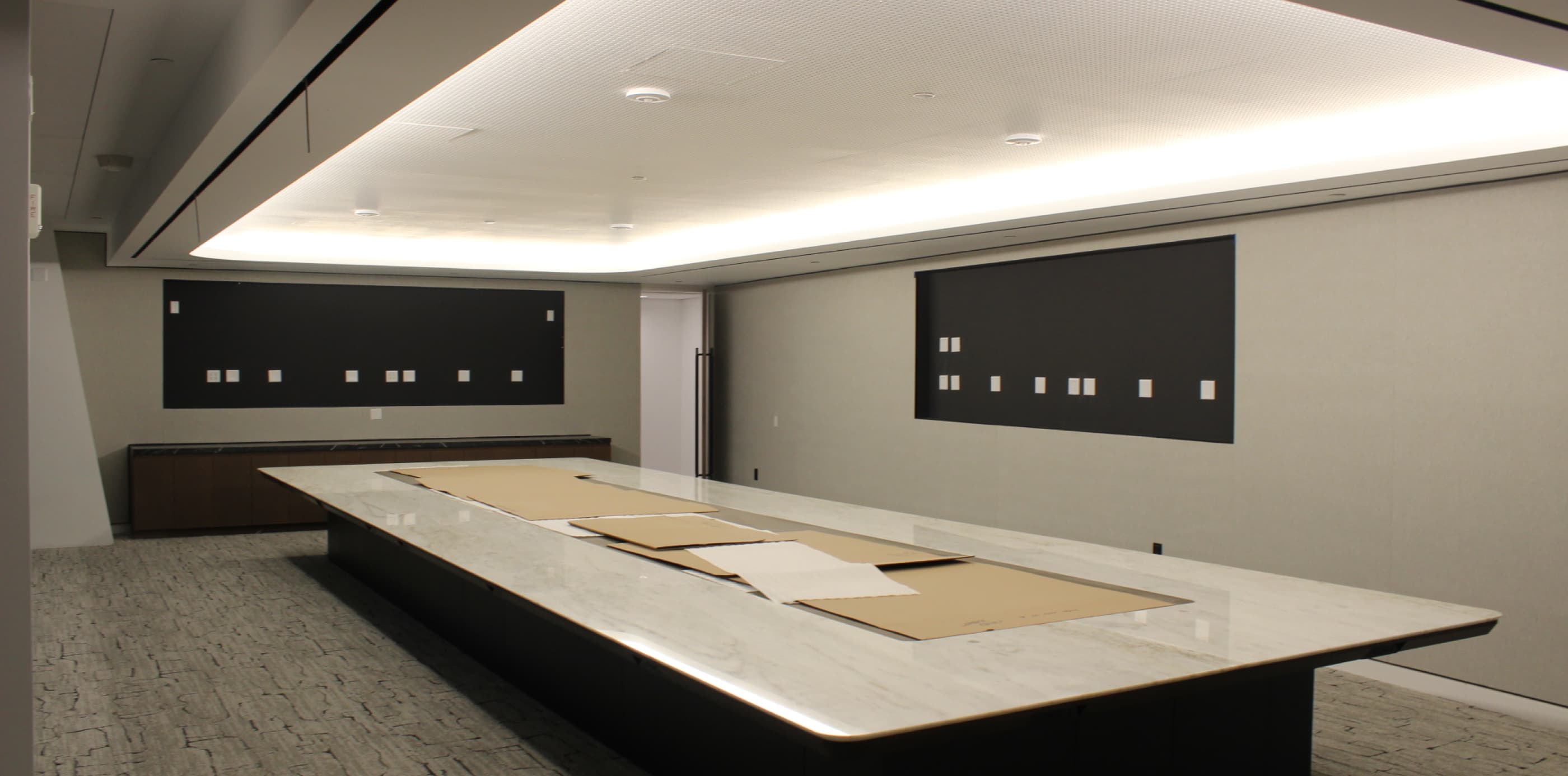 The conference table and light from a higher angle