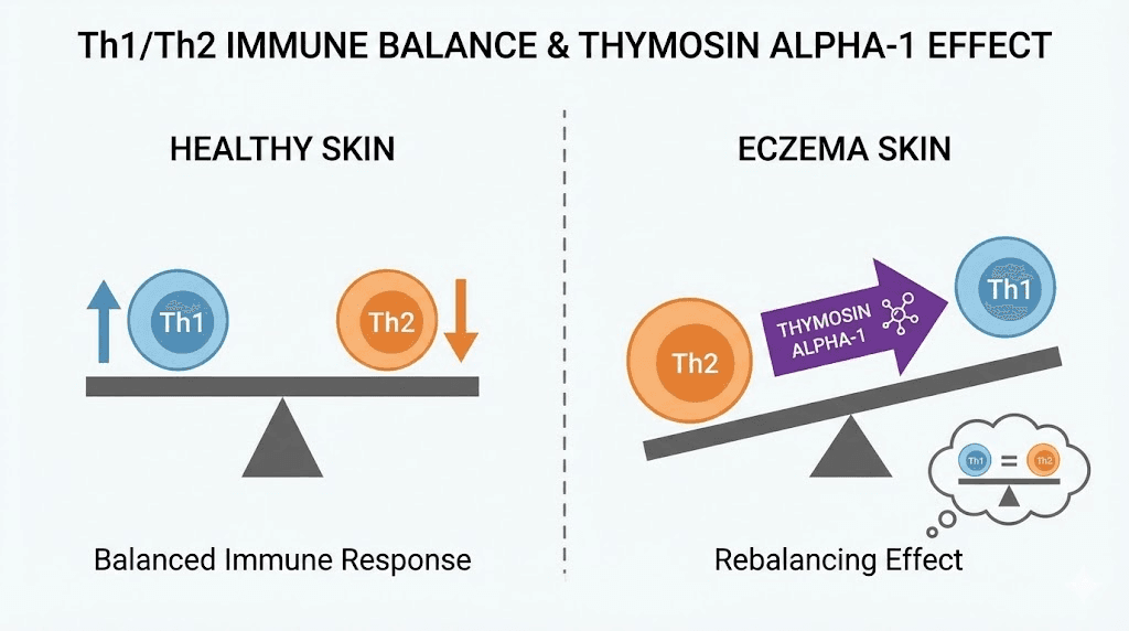 Th1 Th2 immune balance in eczema and peptide rebalancing