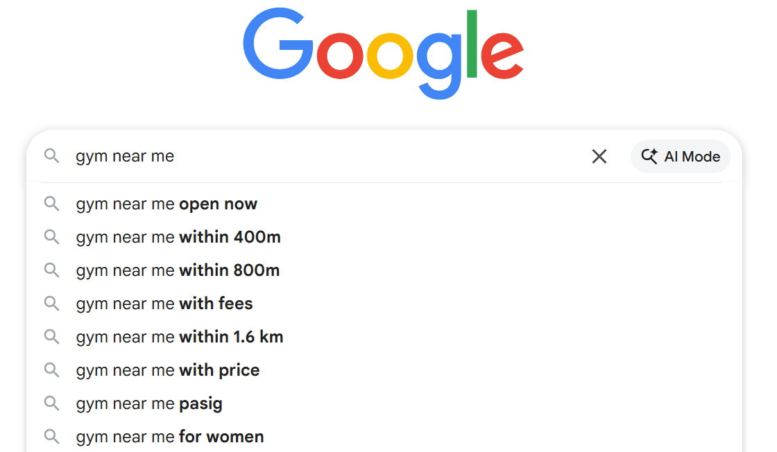 Google search results