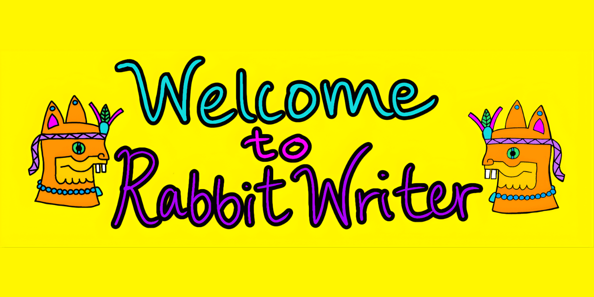 Welcome to Rabbit Writer - Logo for Rabbit Writer Books, a bilingual children's book series by Vail Kristina Smerlinder Suárez.