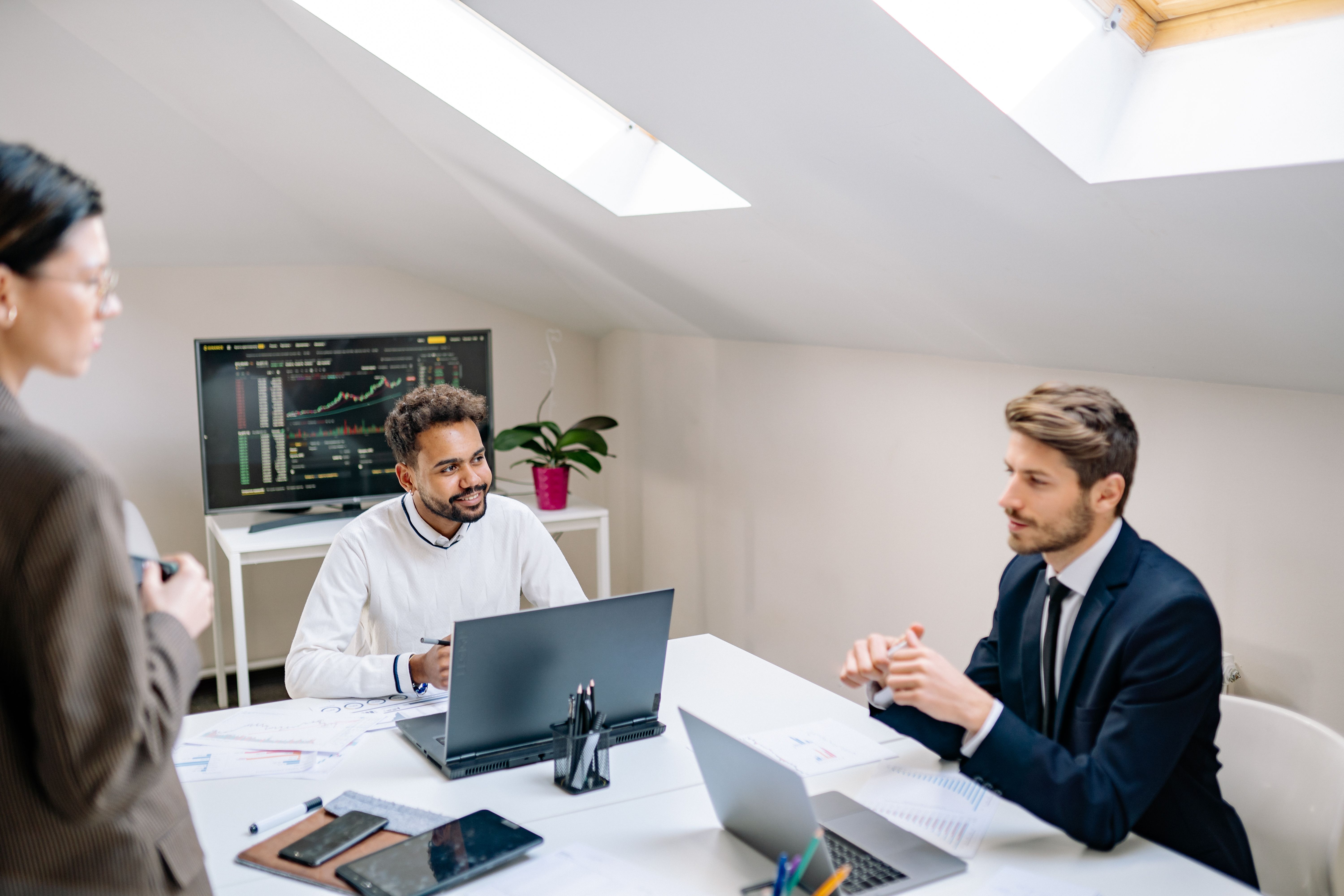 Group together having a sales meeting