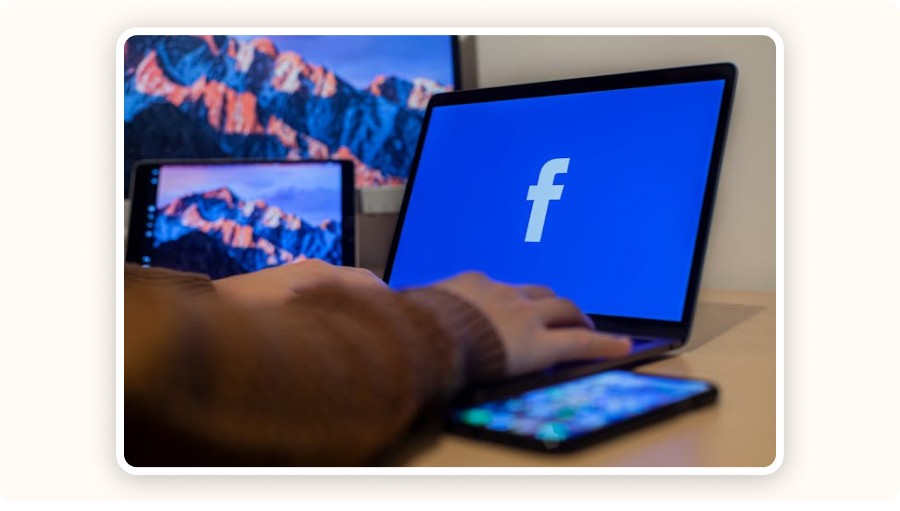 Screen with Facebook logo