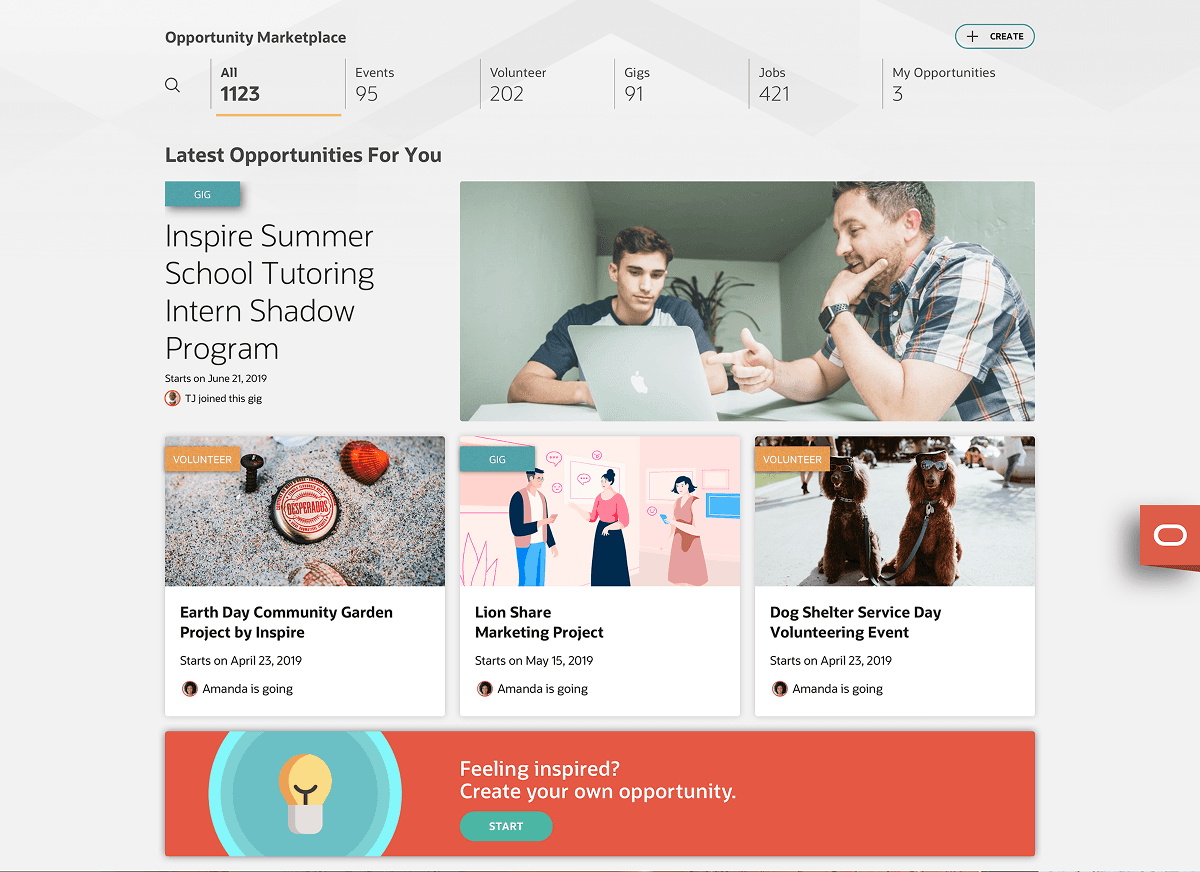 Opportunity Marketplace — discovery page