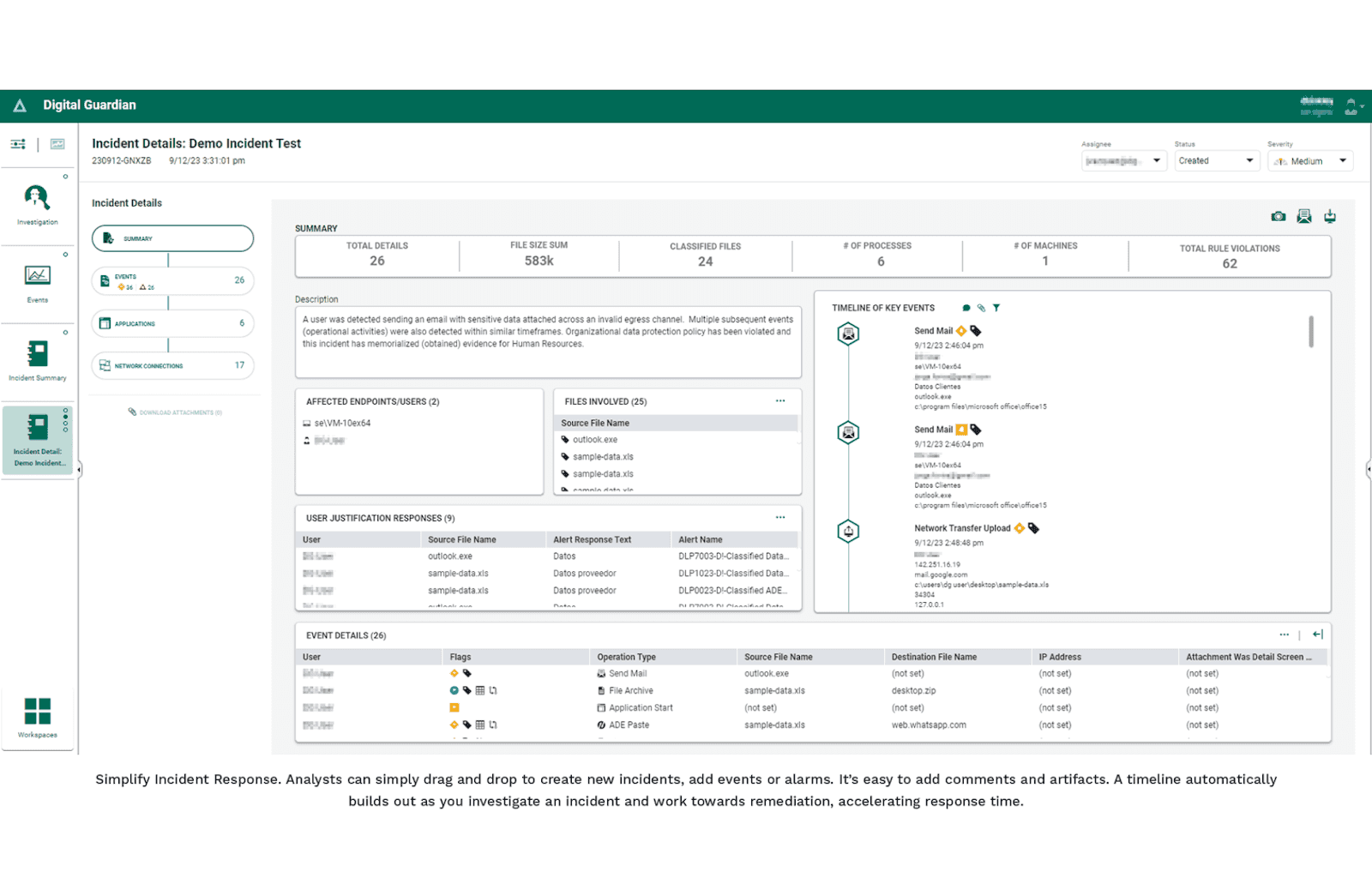 Interface of Digital Guardian