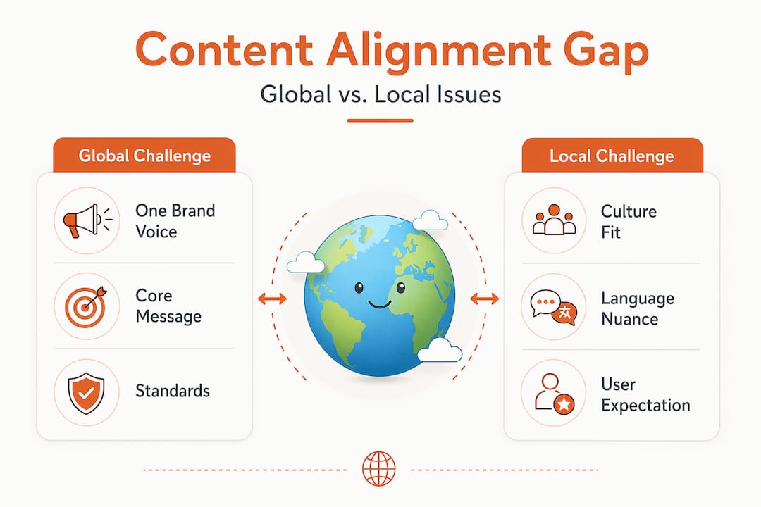 Infographic comparing global versus local content challenges