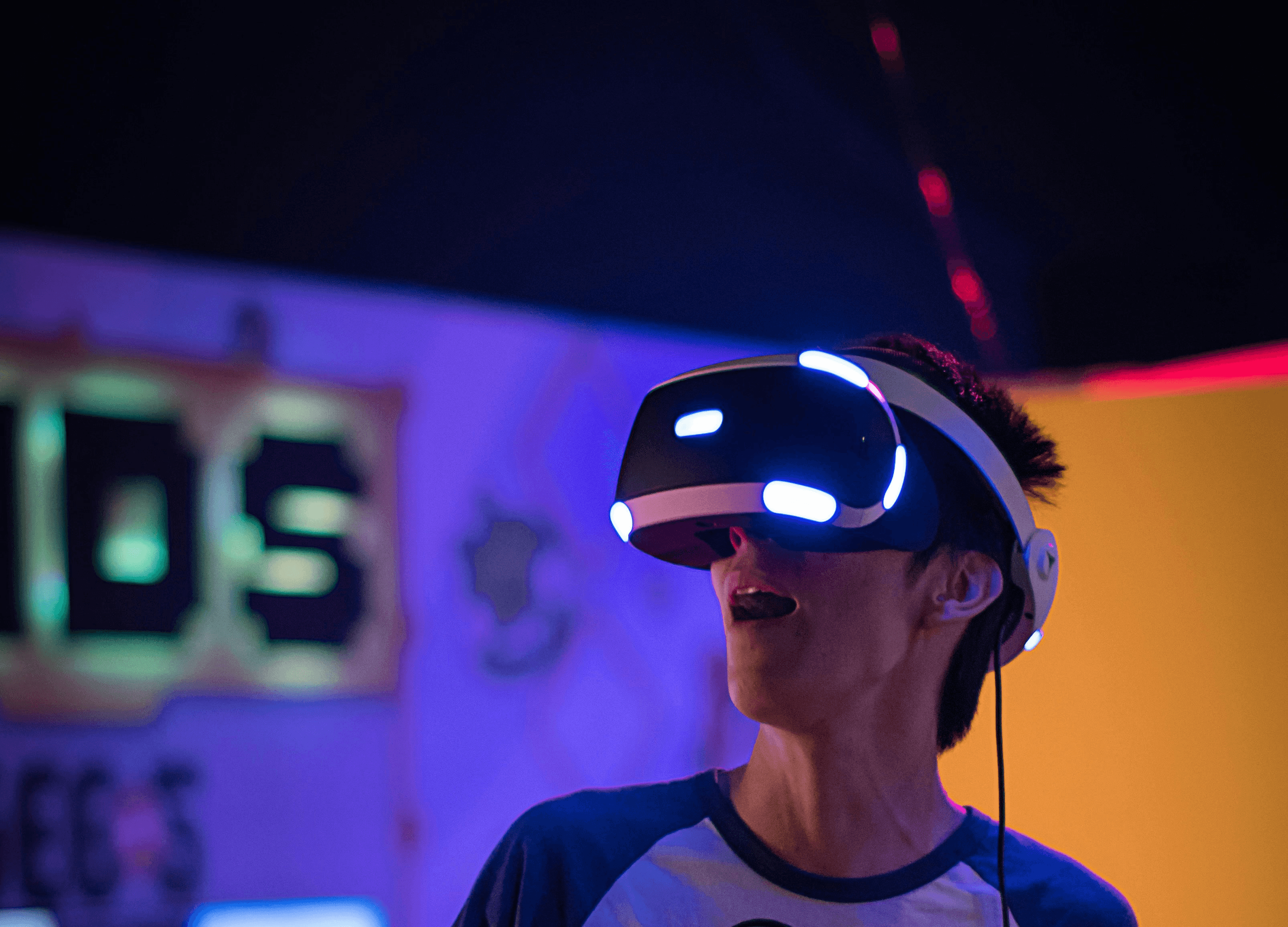 man wearing Sony PlayStation VR