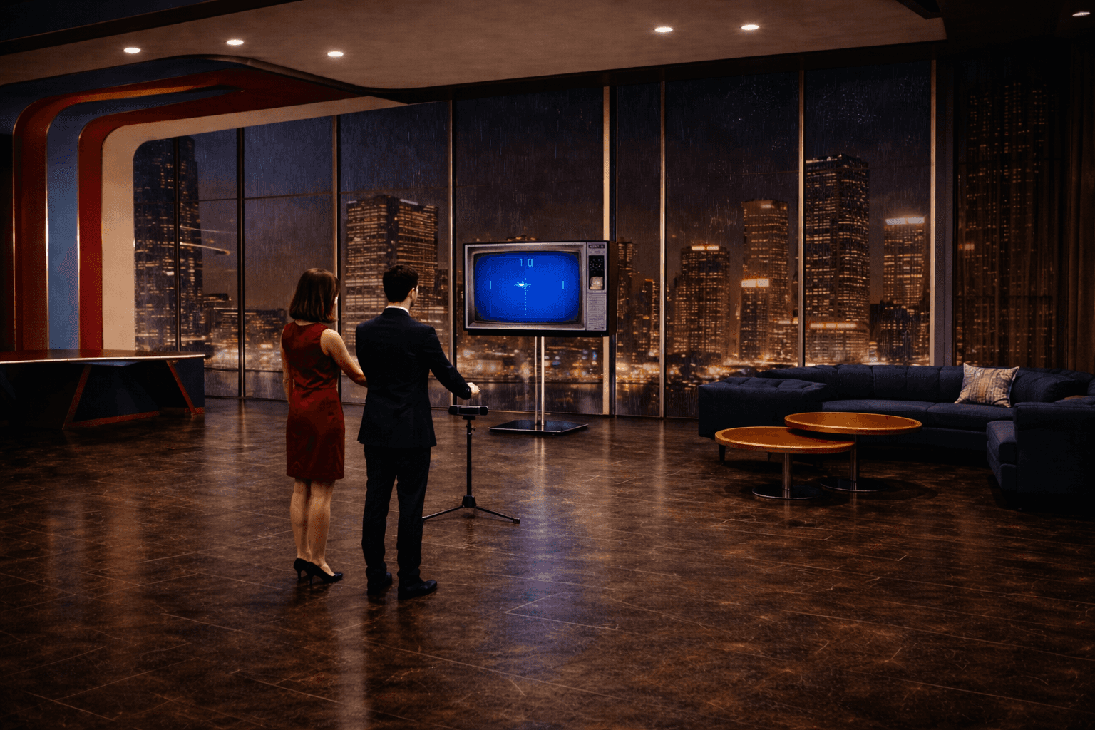 Participanți jucând Pong în cadrul activării KENT Retro Future