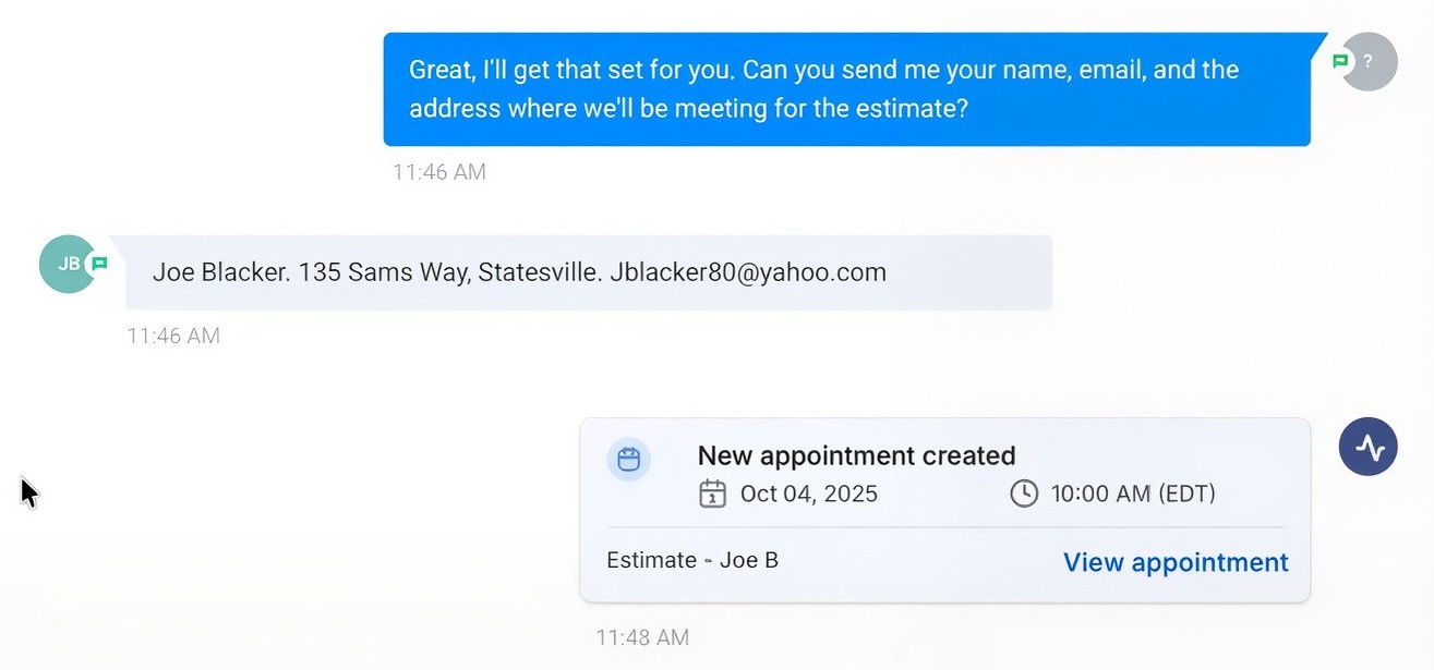 JobSetter booking an appointment