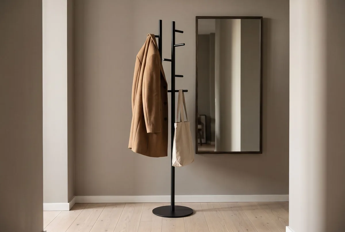Rack coat stand (matte black steel) in a room