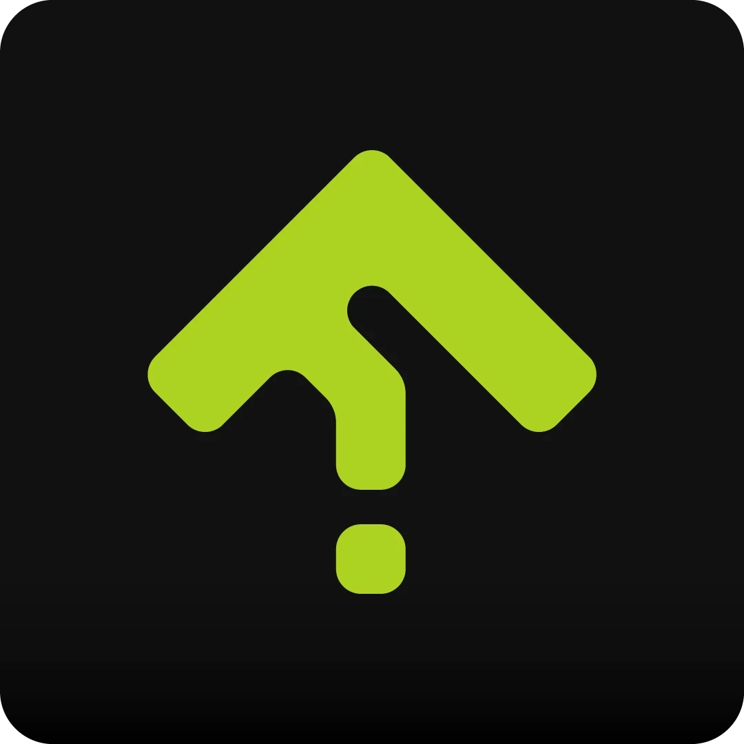FIXIT isotype — arrow and pin icon on black background