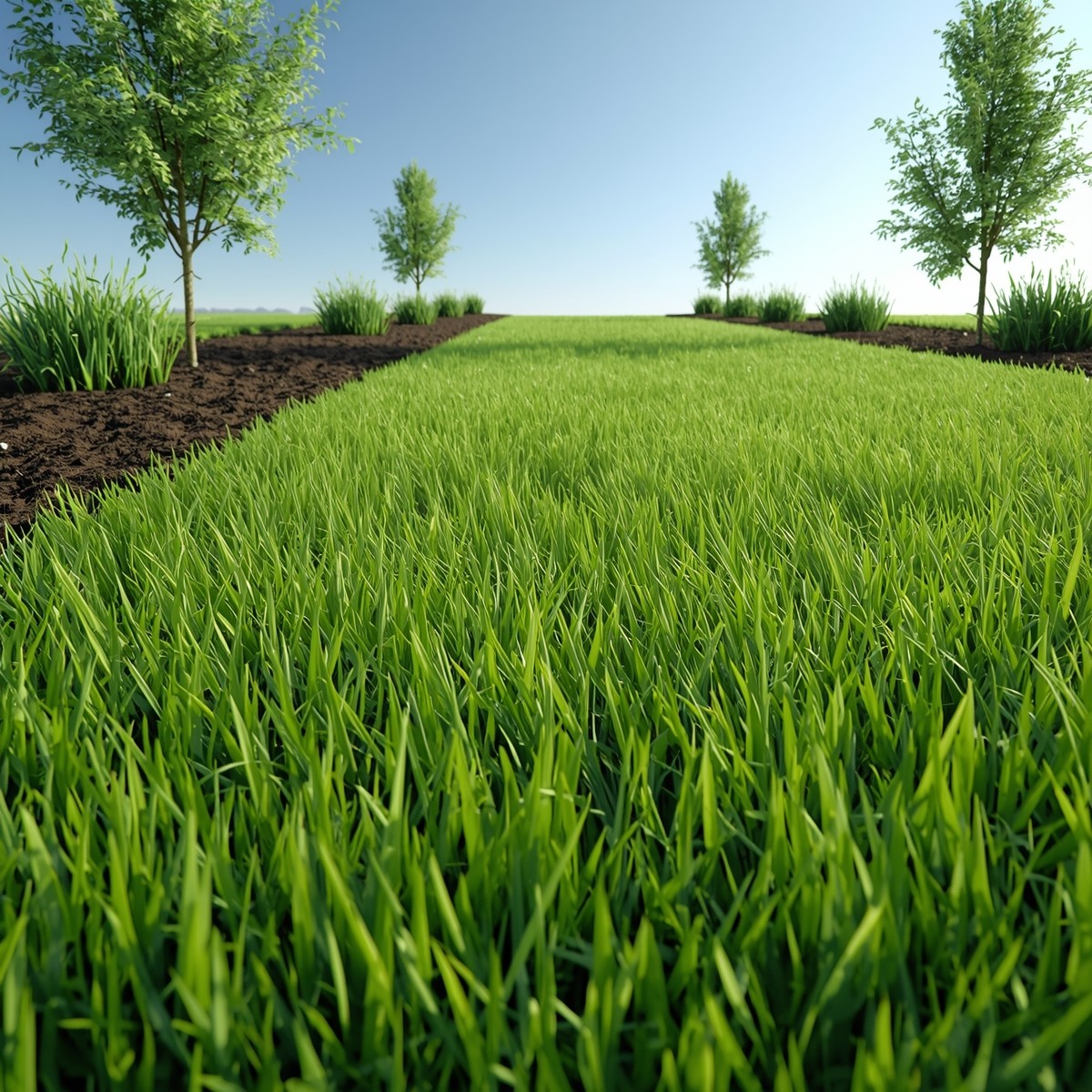 frsh grass with trees 