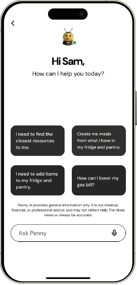 Help The Hive mobile app showing grocery and savings tools