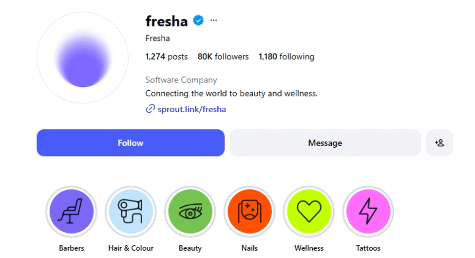 Fresha's Instagram