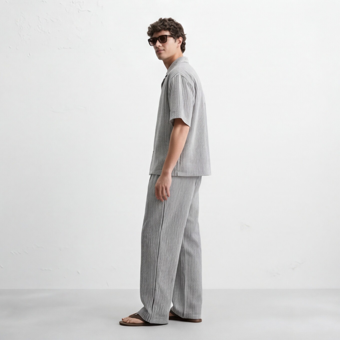 Striped Co-ord Shirt with Relaxed Trousers