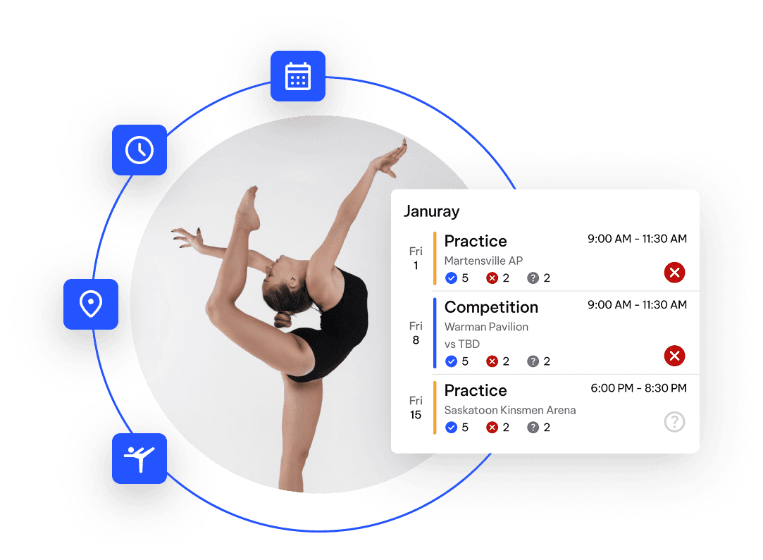 Gymnastics Club Scheduling Screenshot