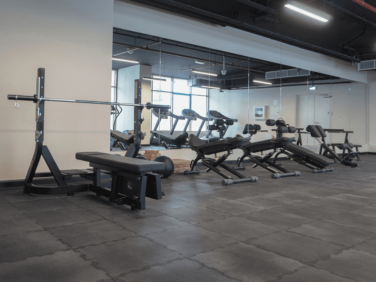 State-of-the-art fitness center at Canal Bay by NED Business Bay. Explore Dubai luxury living and buy with crypto via Tylt Real Estate.
