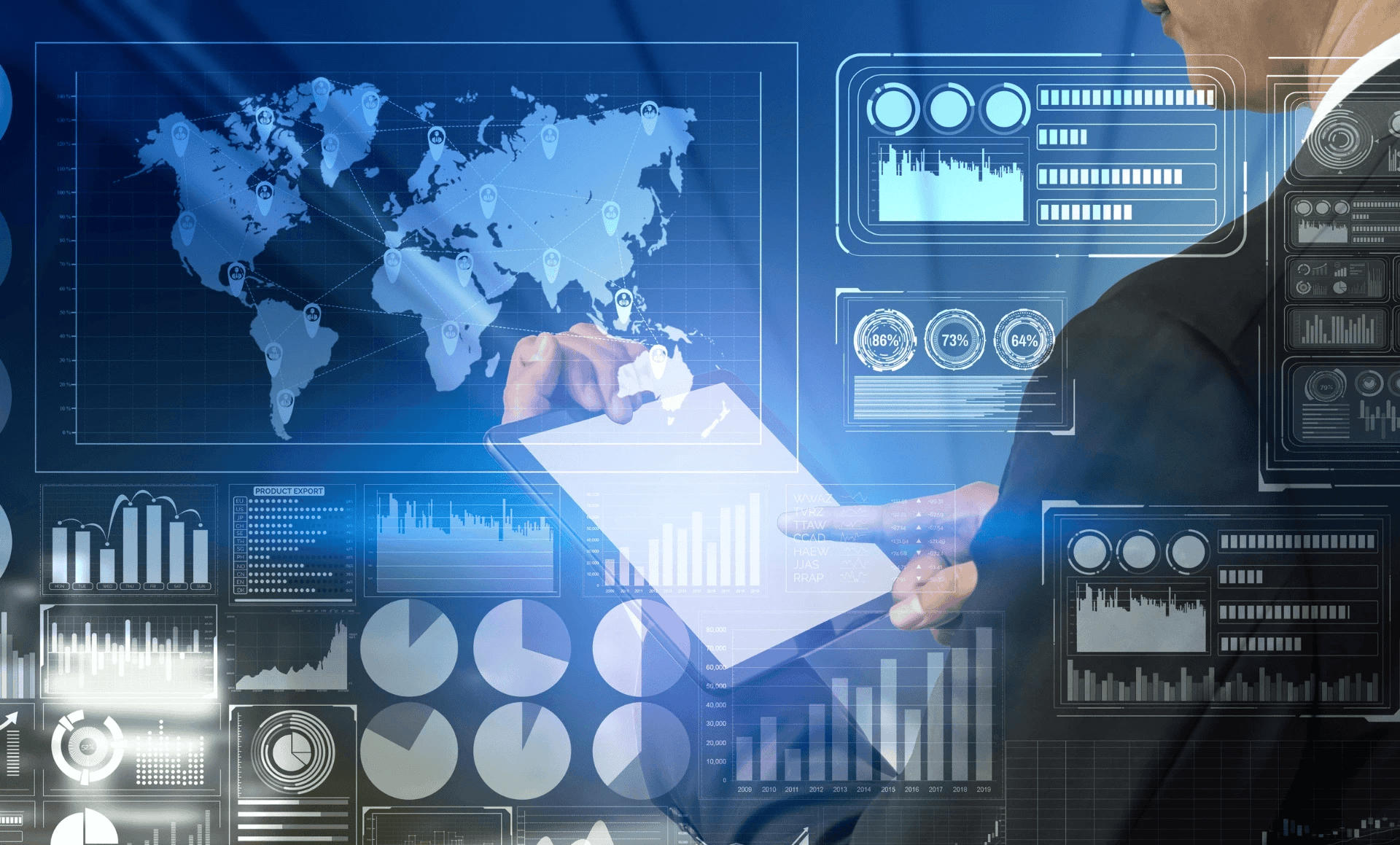 Man analyzing global data on tablet - Amplitude Alternatives