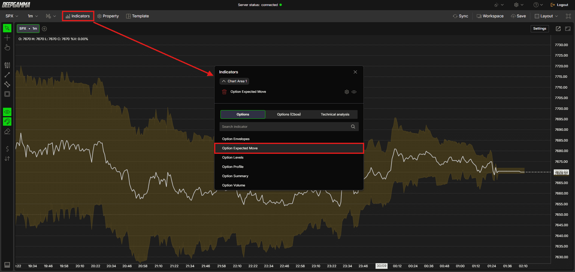 Option Expected Move - DeepGamma Web. How to Add Option Expected Move screenshot 2.