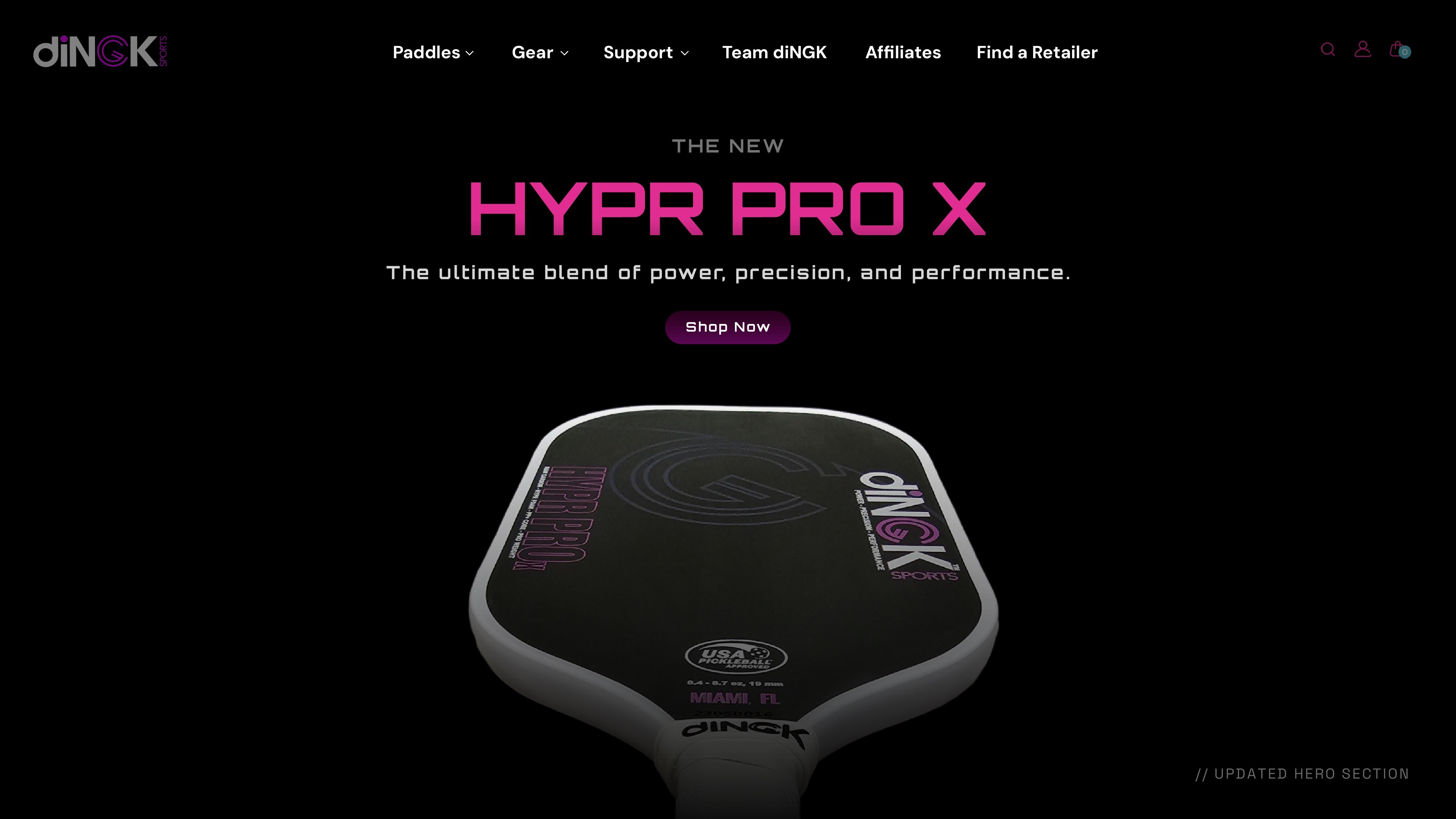 The website homepage for diNGK SPORTS