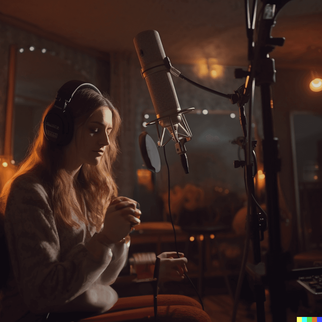 a girl in the studio who is making music