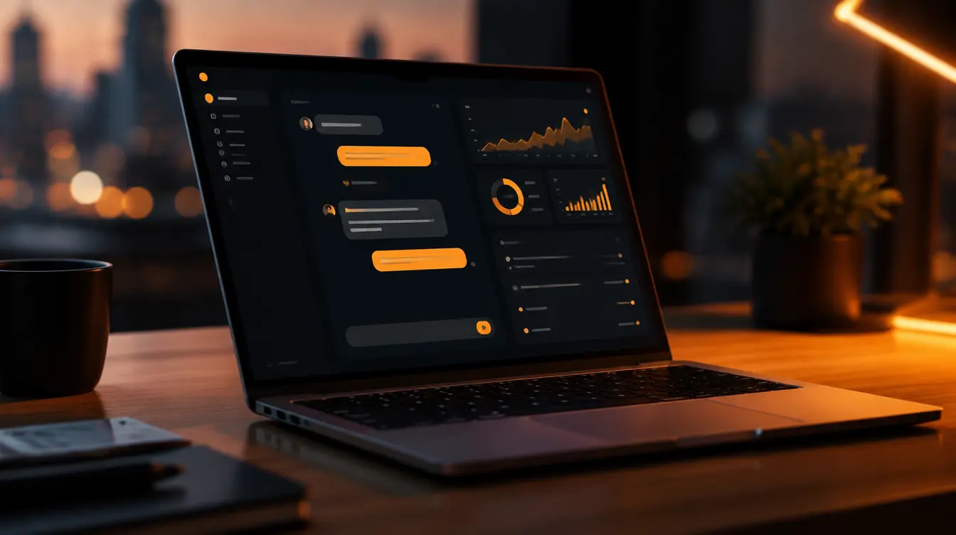Minimal dashboard showing AI chat conversation bubbles and data
