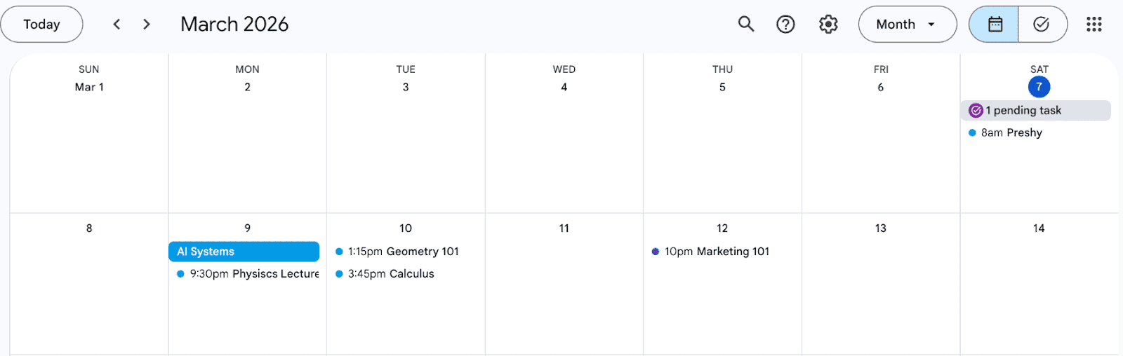 Google Calendar integration example