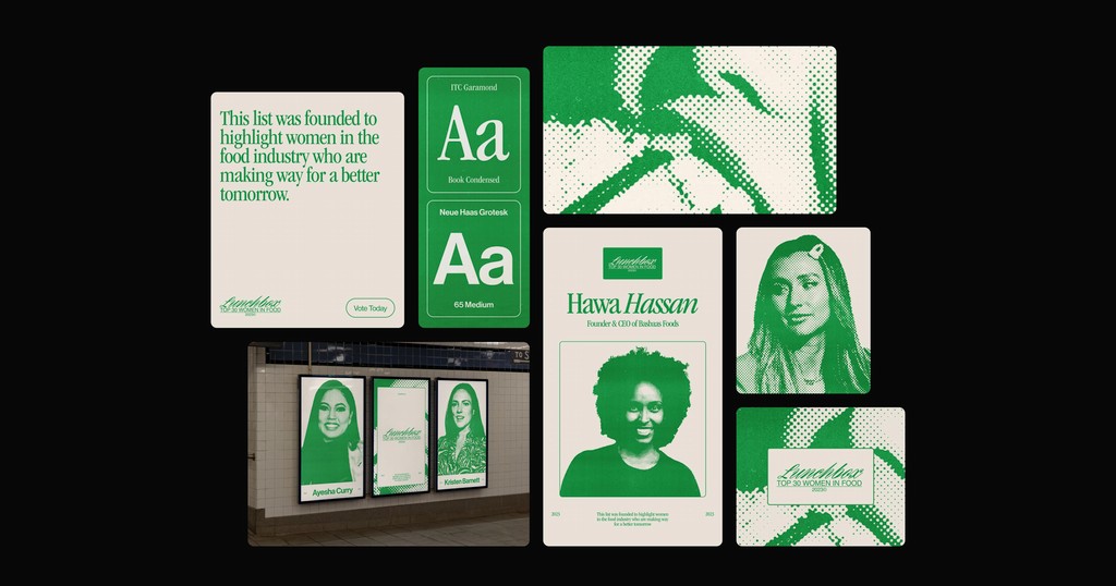 Collage of Green and White Halftone Images