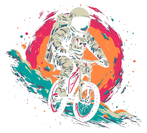 astrounaut on bicycle