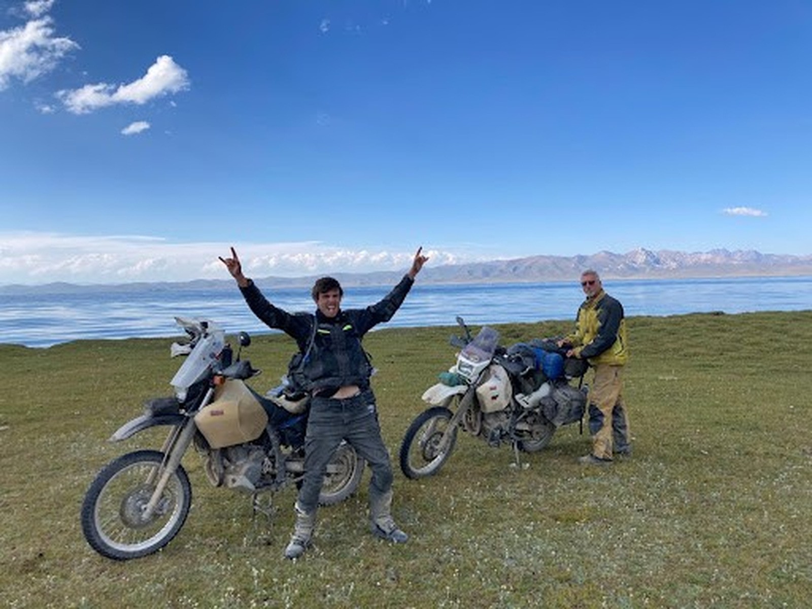 Klaus and Max with their motorcycles