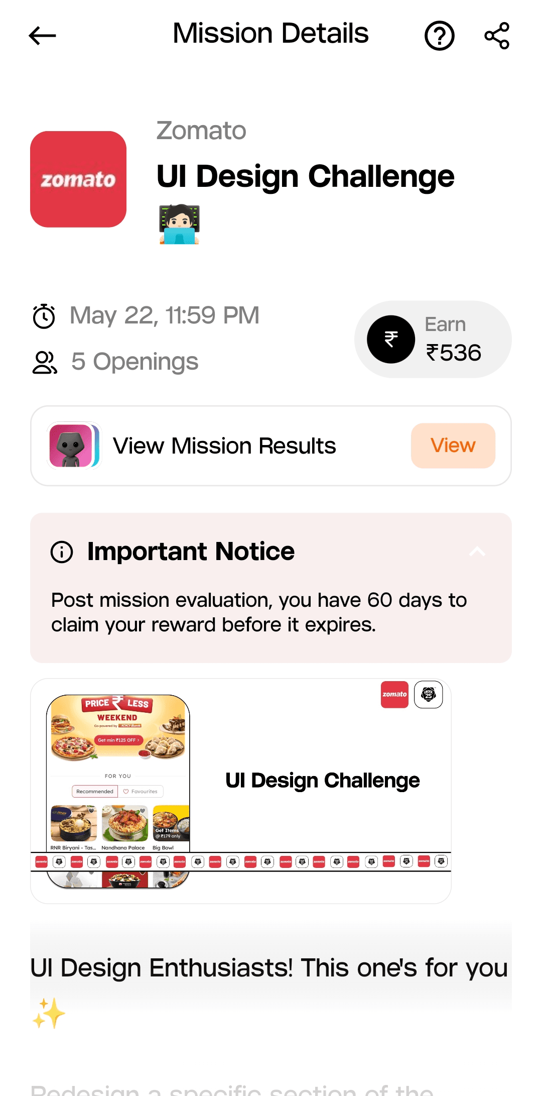 Zomato UI Design Challenge won by Paavas Goyal