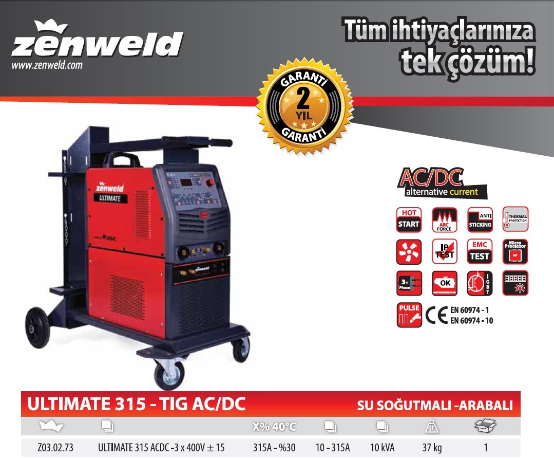  Zenweld Ultimate 315 AC/DC Su Soğutmalı Tig Kaynak Makinası