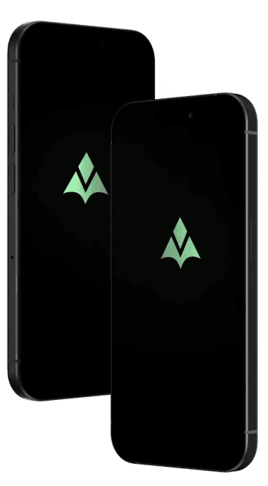 2 Iphones showing the Clanly Logo in green